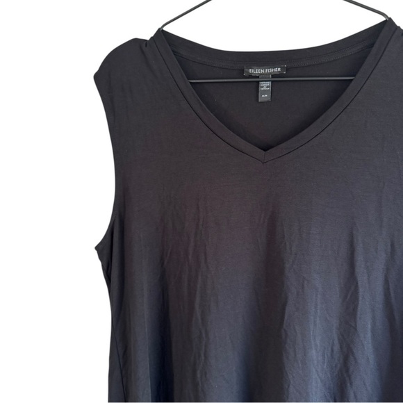 Eileen Fisher Stretch Jersey Knit V-Neck Tank Midi Dress Medium Black - Picture 10 of 11